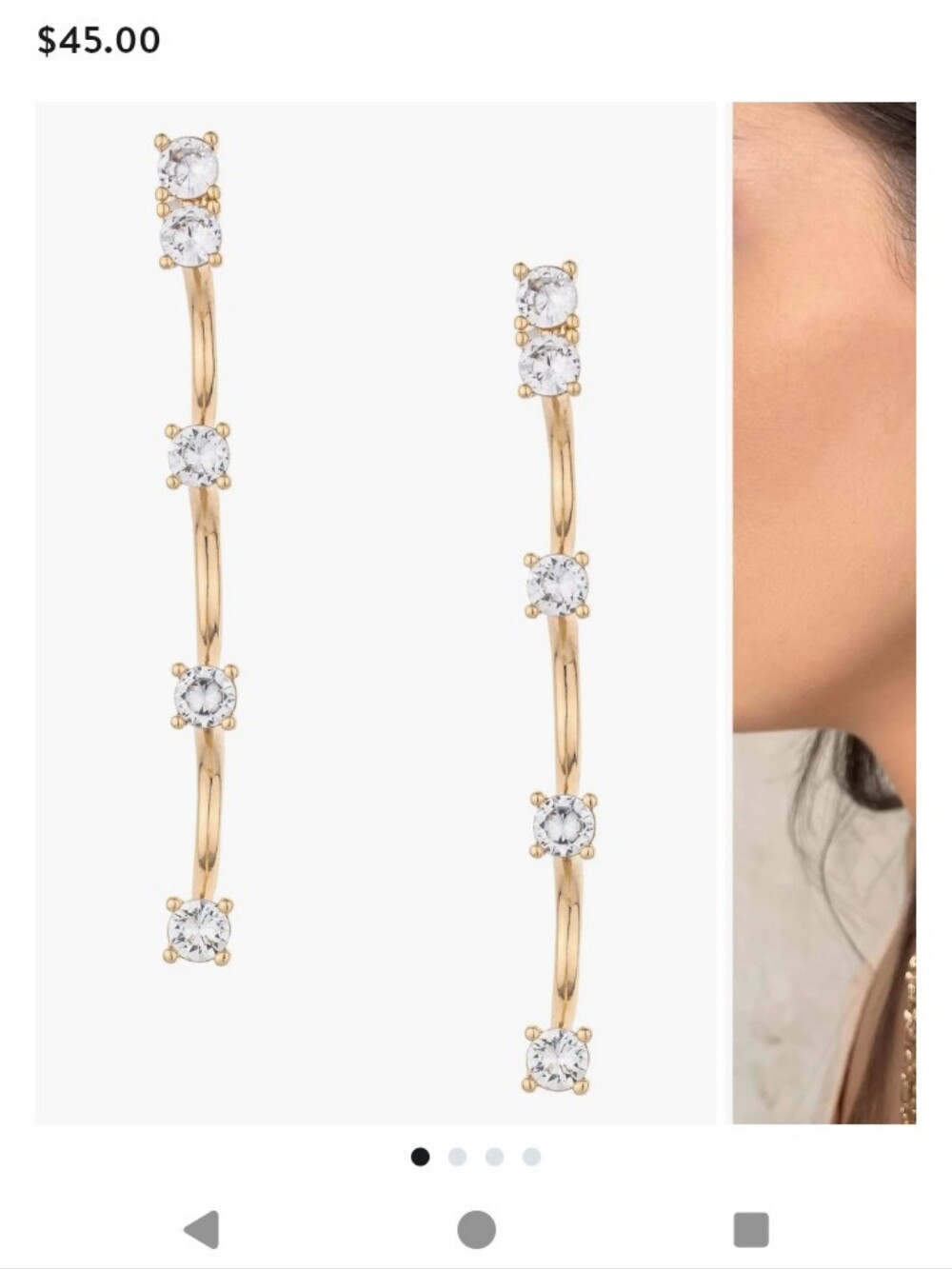 ettika Gold Linear Crystal Drop Earrings